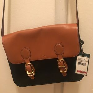 NWT Ralph Lauren cross-body bag! Black/tan